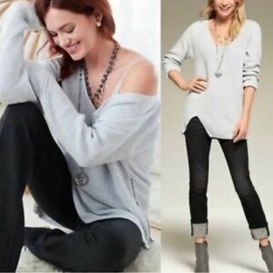 Cabi V-neck Side Zip Asymmetrical Sweater 3531 Gray Sz XS